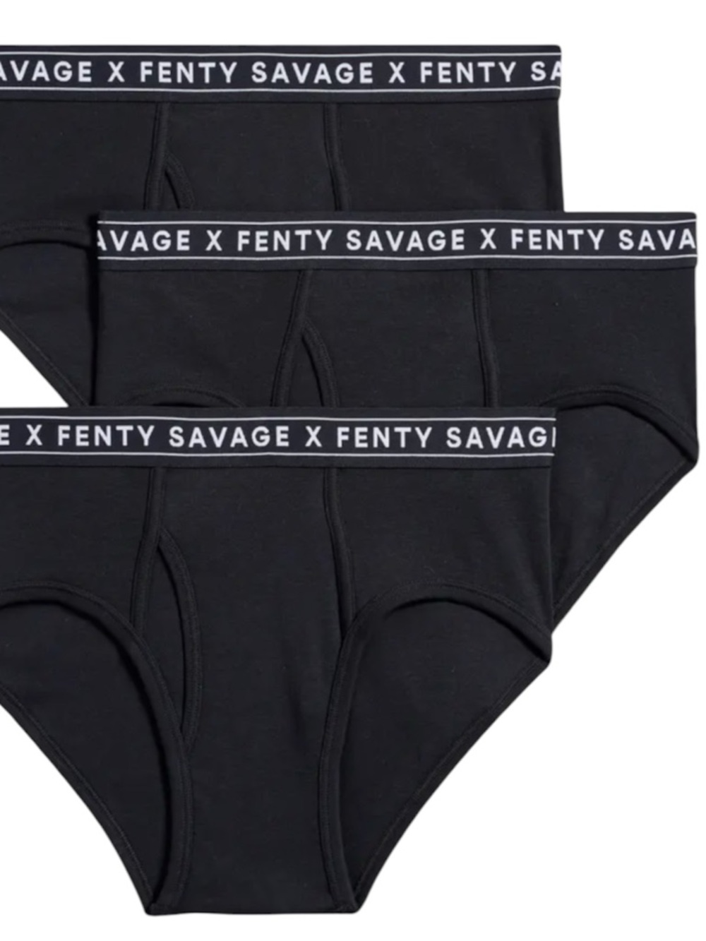 Savage X Fenty Men's Black Briefs - 3-Pack with Branded Waistband